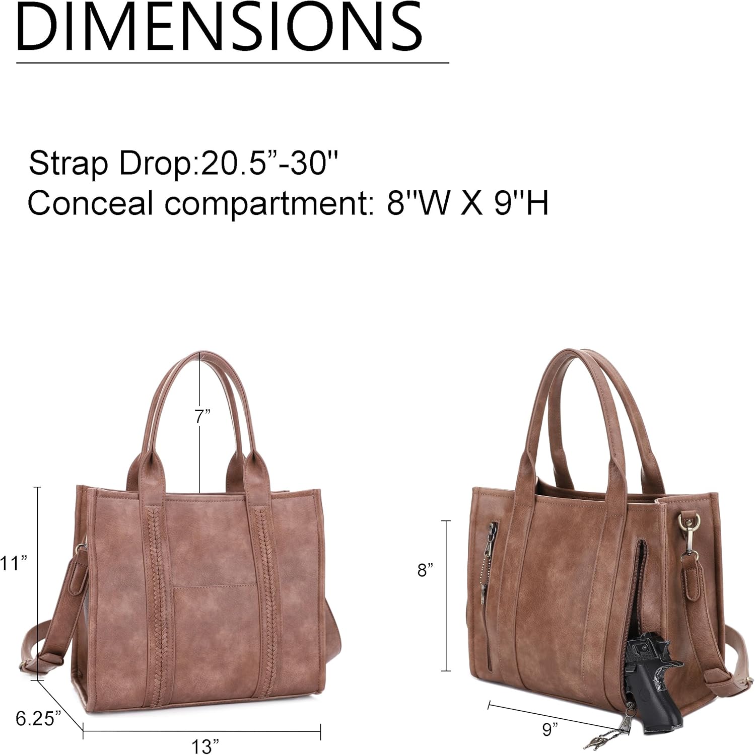 JESSIE & JAMES Kathy Tote Bag With Hidden Pocket and Removable Shoulder Strap