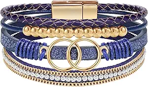 Btysun Bracelets for Women,Stocking Stuffers for Teens Birthday Gifts for Mom Inspirational Gift for Women Mother's Day Daughter Wrap Bracelet Sister Friend Teen Girl Gifts Leather Layered Jewelry Valentines Gift for Her