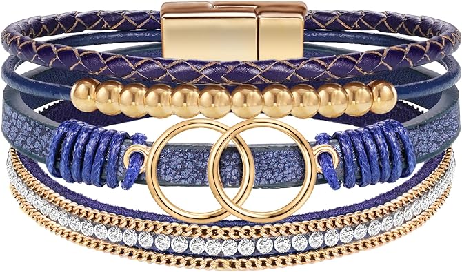 Btysun Bracelets for Women,Stocking Stuffers for Teens Birthday Gifts for Mom Inspirational Gift for Women Mother's Day Daughter Wrap Bracelet Sister Friend Teen Girl Gifts Leather Layered Jewelry Valentines Gift for Her