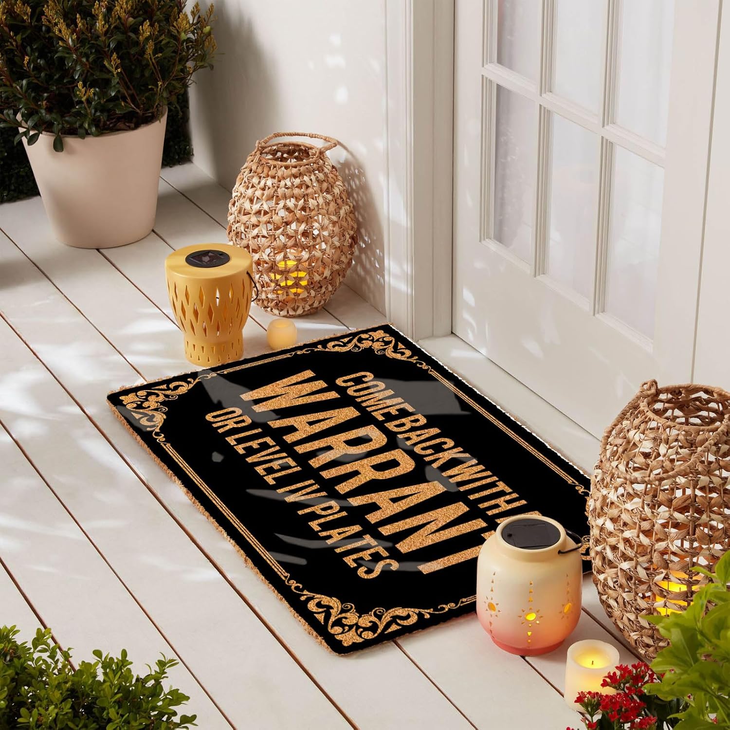 Come Back with a Warrant or Level Iv Plates 30"x18" Halloween Doormat for Outdoor Entrance Home Indoor Christmas Floor Mats Doormat Welcome Fall Door Mat Entrance with Rubber Backing