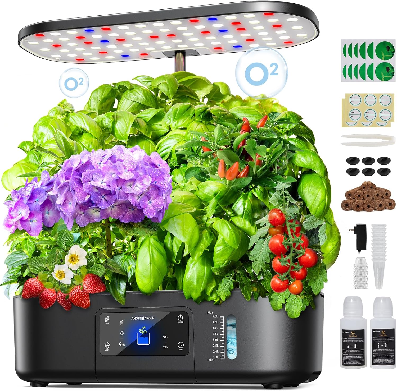 Ahopegarden Hydroponics Growing System Kit Indoor Herb Garden with Grow Light 12 Pods