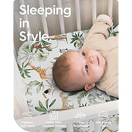 Pack N Play Sheets Fitted, TotBasic Ultra Soft Woodland Mini Crib Sheets, Premium Jersey Knit Pack and Play Sheets, Stretchy Neutral Play Yard Sheets for Pack and Play Mattress, 2 Pack (Animal Safari)