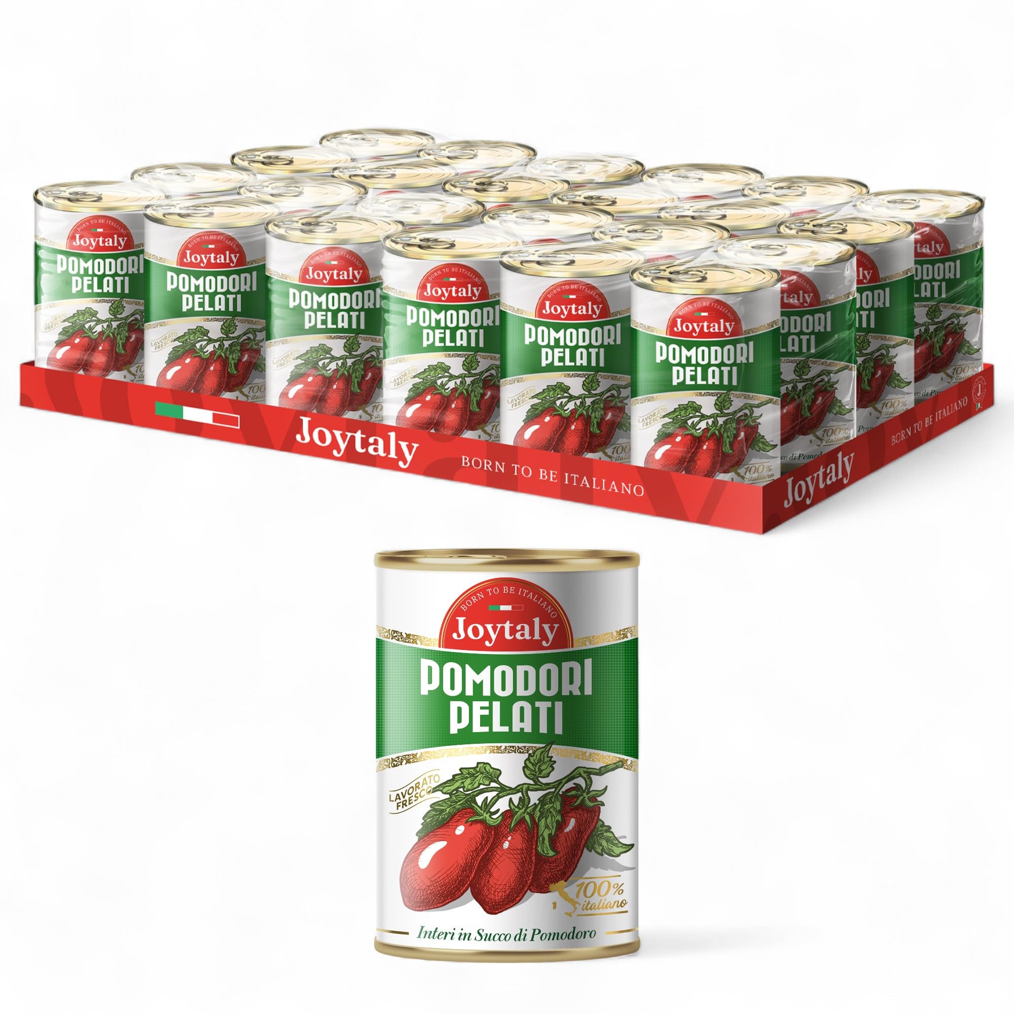 24x Joytaly Pelati- salsa di pomodori interi 100% italiano 400 g
