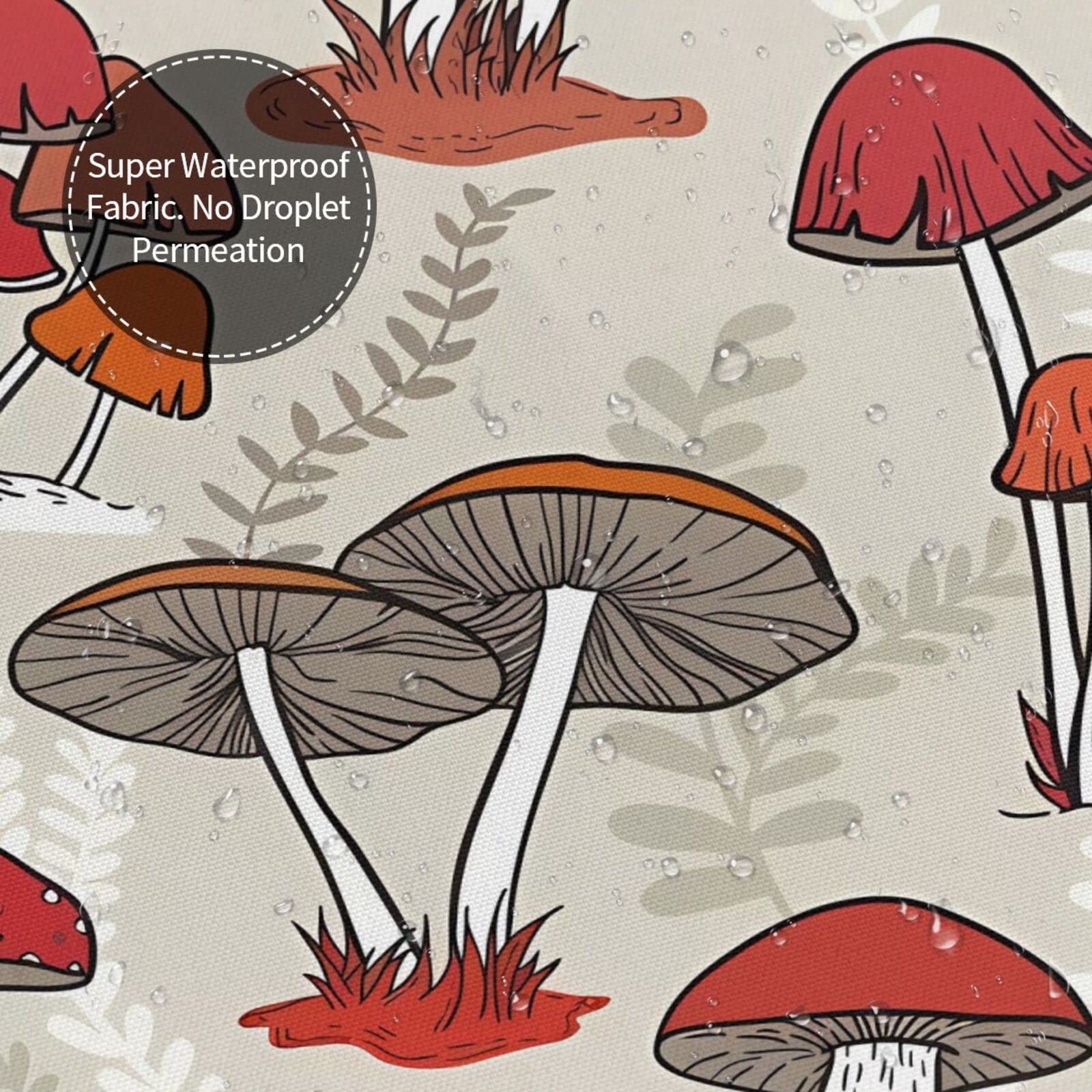 Tenda Doccia Con Funghi Rossi E Farfalle: Tessuto Poliestere Impermeabile 150x172 Cm Con Ganci