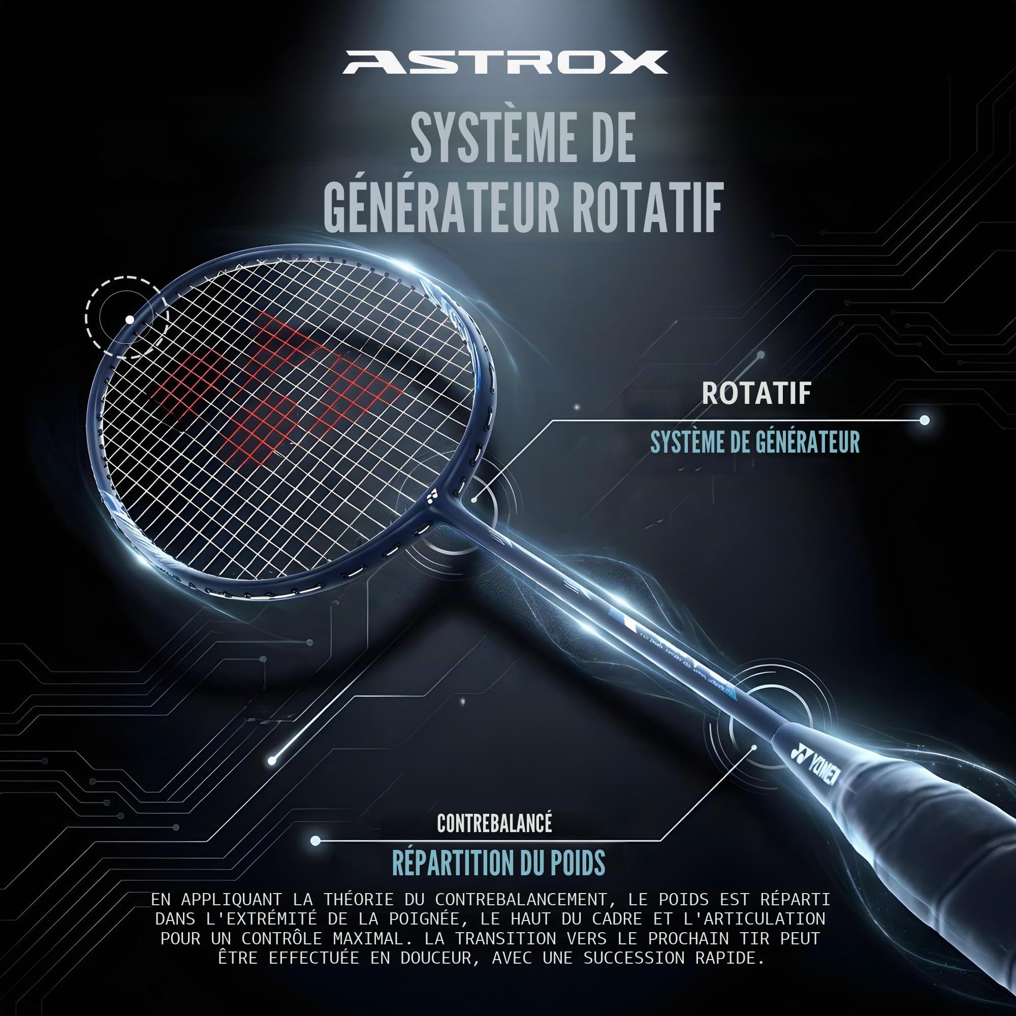 YONEX Astrox Lite Series Raquette de Badminton Graphite (G4, 77 g, Tension de 13,6 kg)
