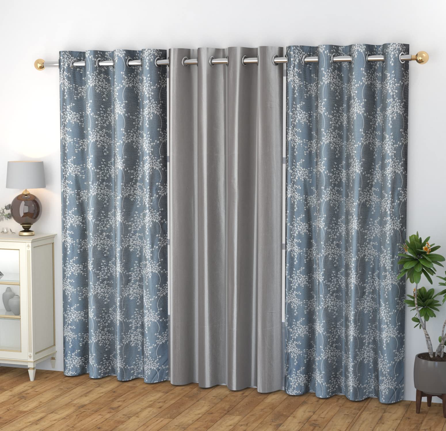 GOYTEX Premium Polyester Long Door Curtains 9 feet Long Set of 3 (Grey, 4 feet x 9 feet) (B0BRL69N8H) Amazon Price History, Amazon Price Tracker