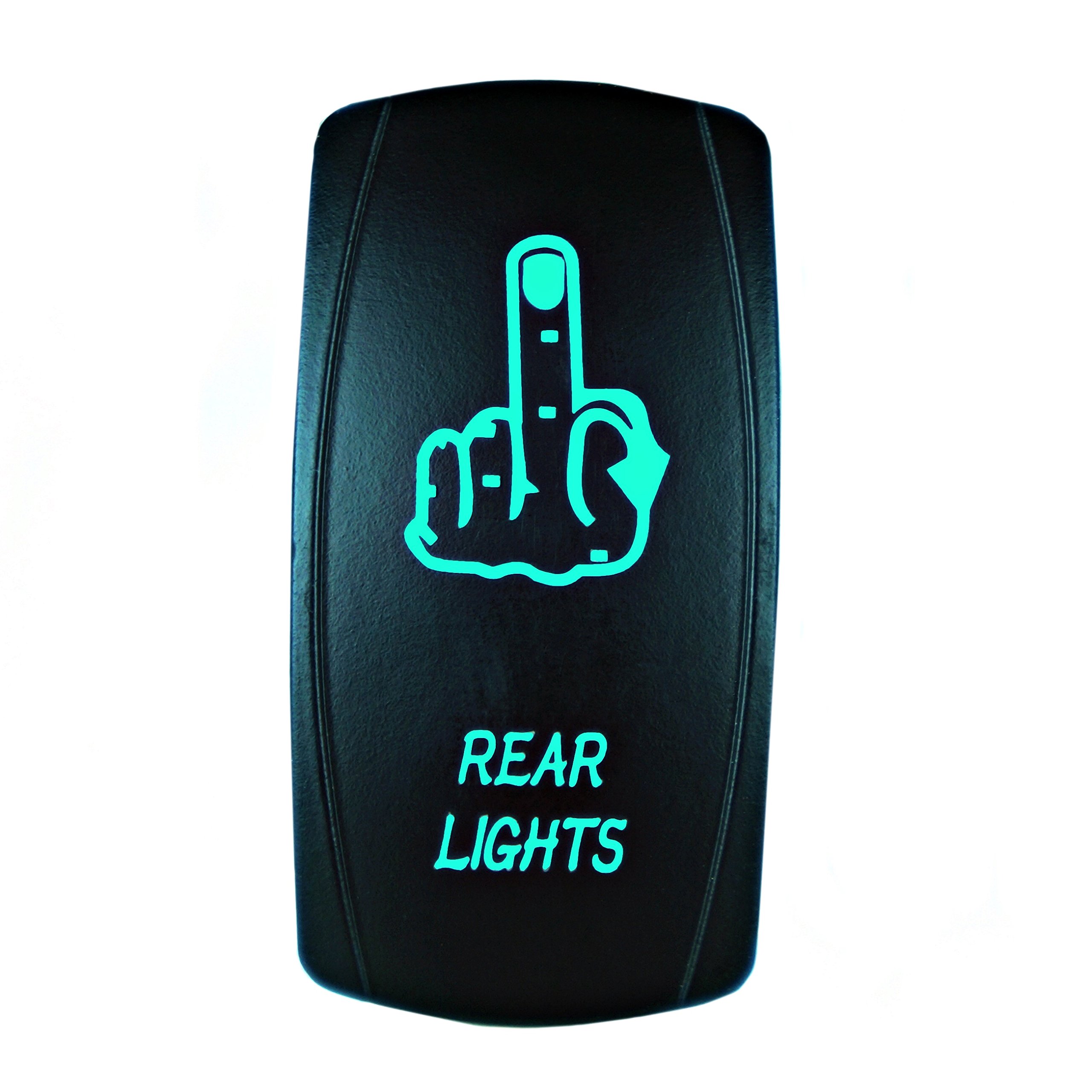 Bright Light PowersportsLaser Rocker Switch - REAR LIGHTS (MIDDLE FINGER) - Universal On/Off - 12 Volt (green)