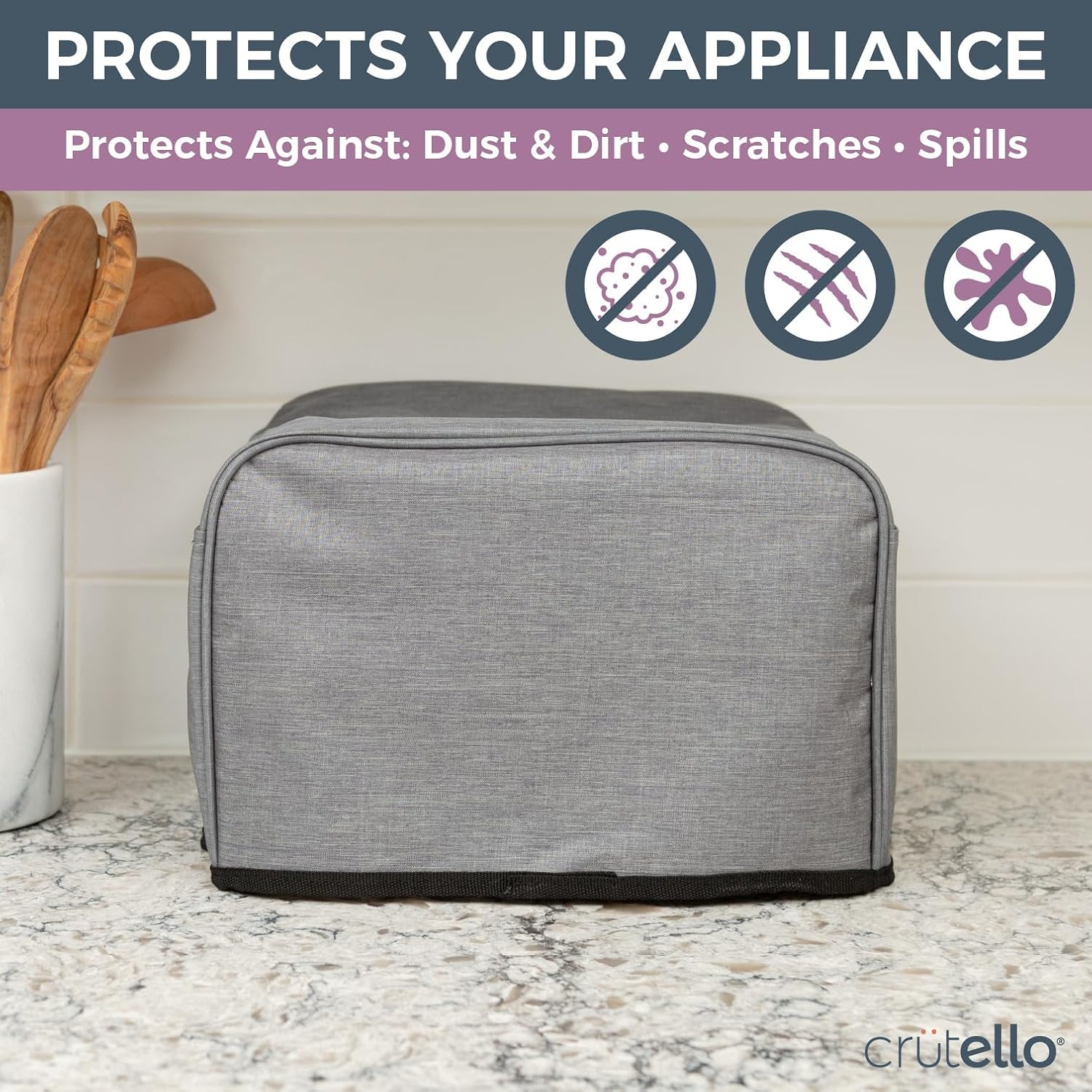 Crutello 4 Slice Long Slot Toaster Cover with Storage Pockets, For 4 Slice Toaster - Small Appliance Dust Covers