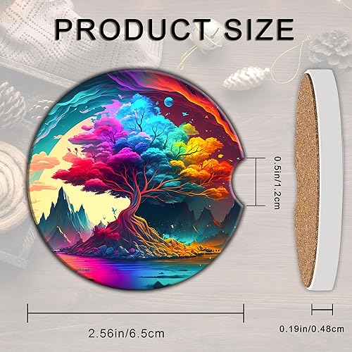 Miniatura 2 de Posavasos para automóvil con diseño de árbol de la vida, 2 unidades, accesorios antideslizantes universales para automóvil, 2.56 pulgadas, bonitos