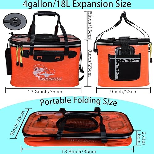 Miniatura 2 de Cubo de Pesca con Tapa Transparente, Cubo de Cebo Plegable, Cubo Multifuncional para Pececillos, Contenedor de Pescado Vivo, Cubo de Protección para