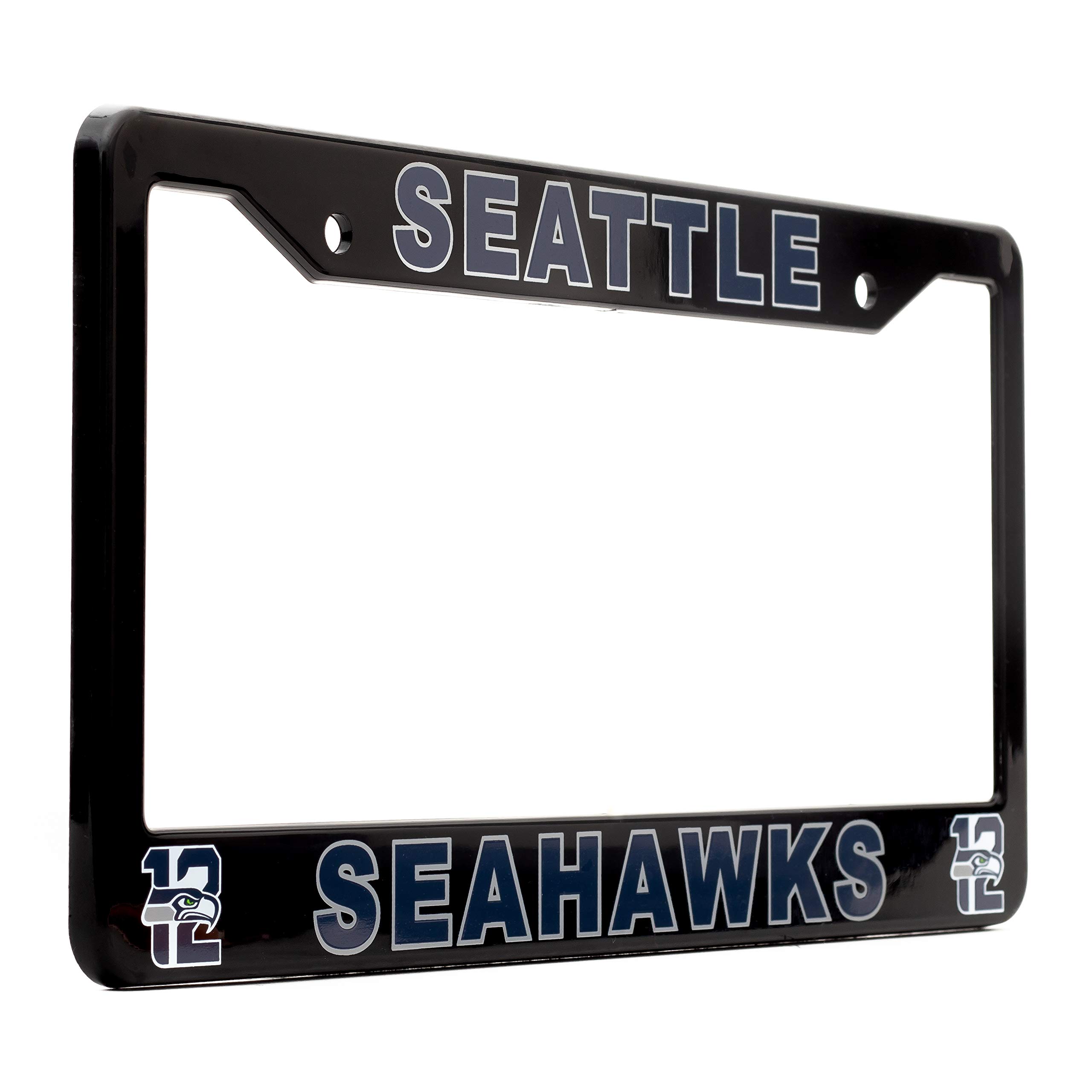 EliteAuto3K License Plate Frame Cover for Seattle Seahawks Fans – Black – 12.25” x 6.25” - Ideal Gift for Sports Fans & Supporters – Slim Design