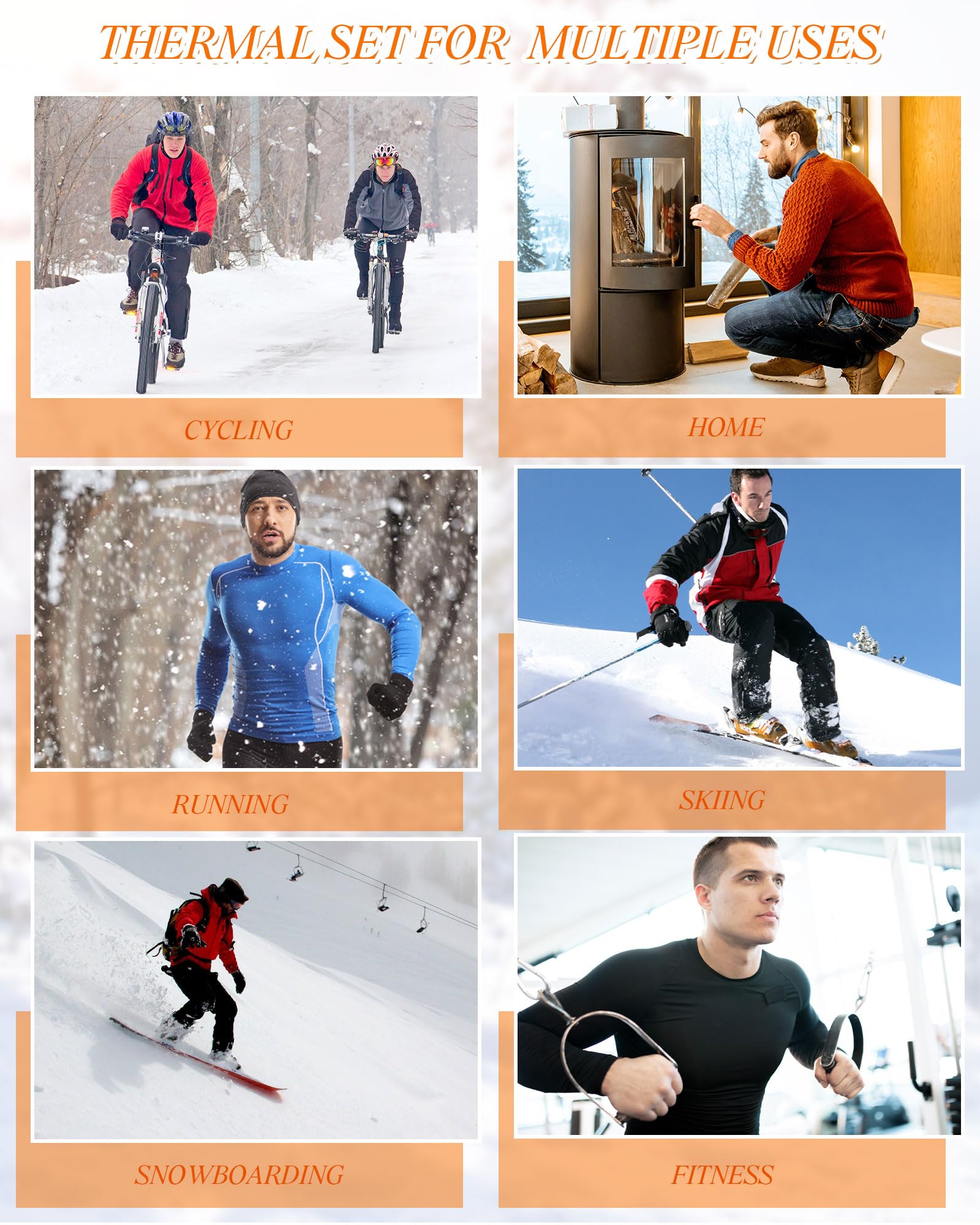 Juego de 3 ropa interior térmica de invierno para hombre, pantalones largos, capa base para hombre, clima frío, forro polar, parte superior inferior para equipo de caza, deporte, Negro, azul marino,