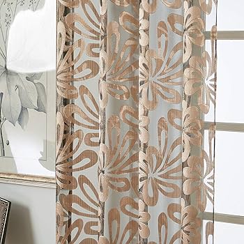 Amazon｜Topfinel レースカーテン 北欧 幾何学の花 遮熱 UV