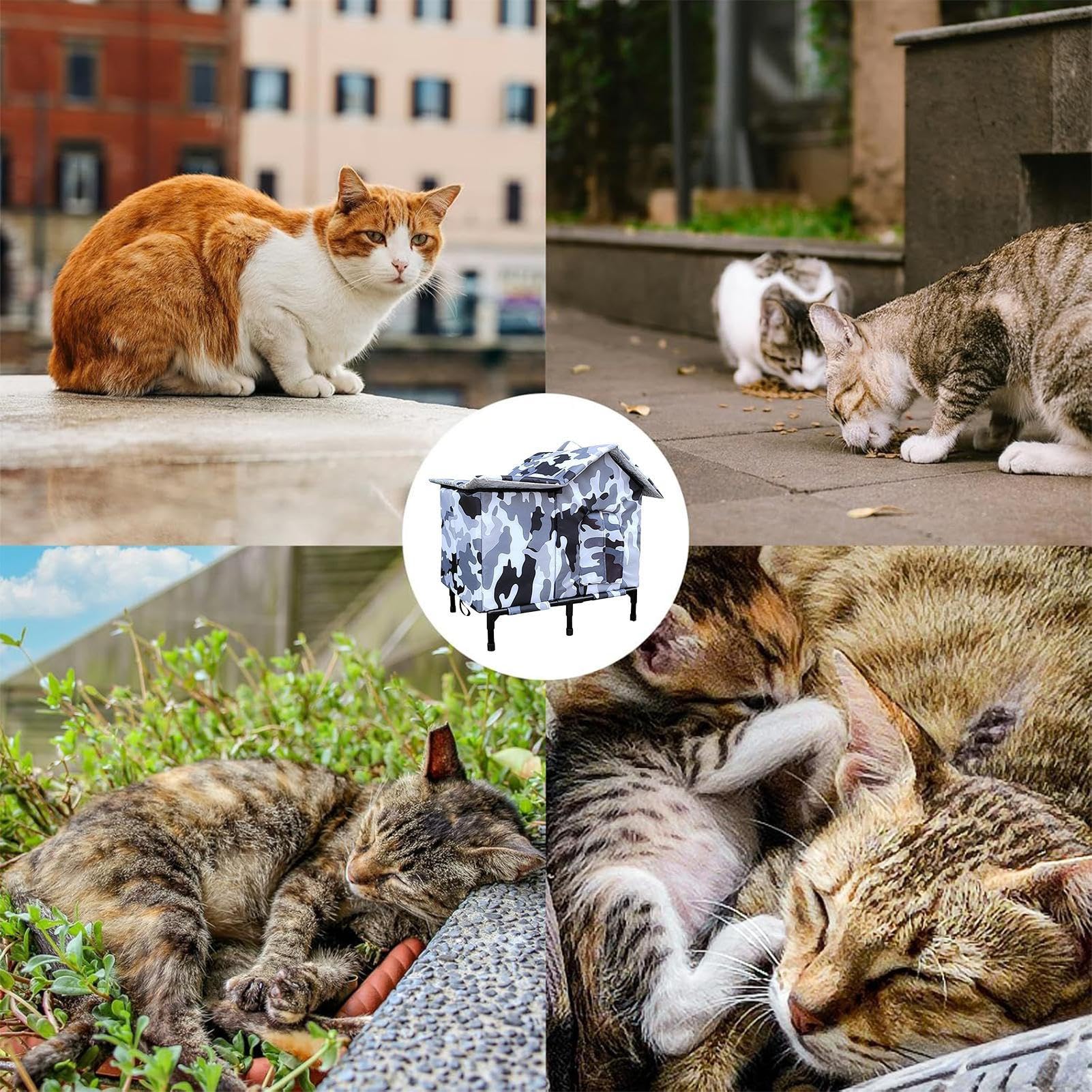 Casetta per gattini, impermeabile, calda e antivento, per esterni, per patio, cortile, giardino, parco, area residenziale, garage, fienile, angolo strada