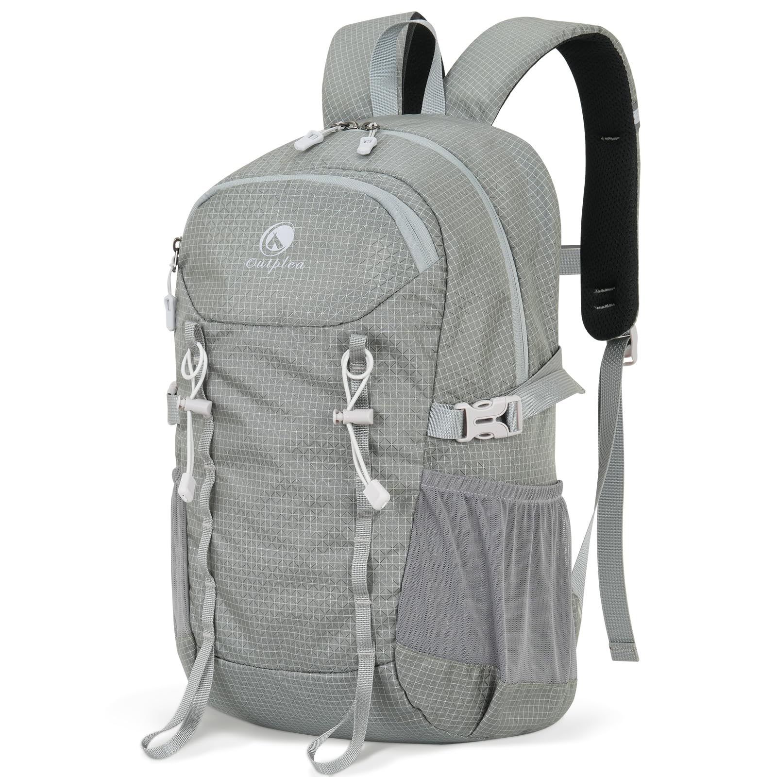 Outplea Small Hiking Backpack Waterproof, 20L Travel Daypack Lightweight Women Men, Sports Rucksack for Camping Walking Cycling, Grey