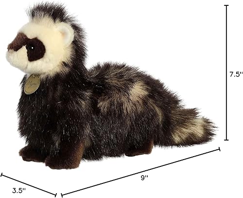Miniatura 6 de Aurora Adorable animal de peluche Miyoni Hurón - Detalle realista - Compañerismo apreciado - Marrón 10 pulgadas