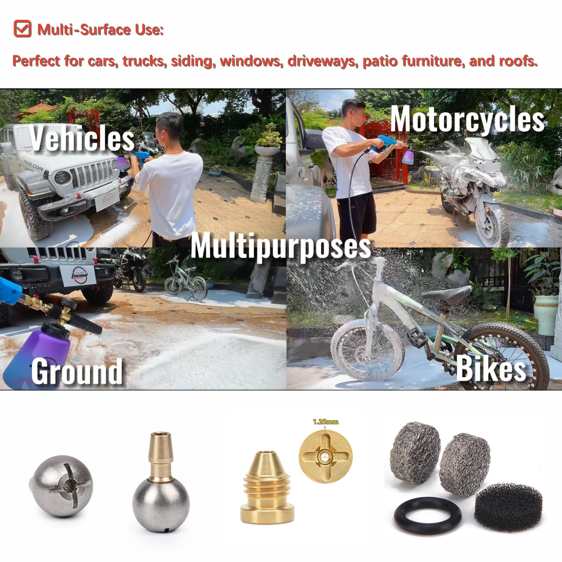 Canon à mousse réglable pour Karcher K2-K7 (sauf série PS) | 1300-3600 PSI | Lance à mousse épaisse pour lavage de voiture (blanc)
