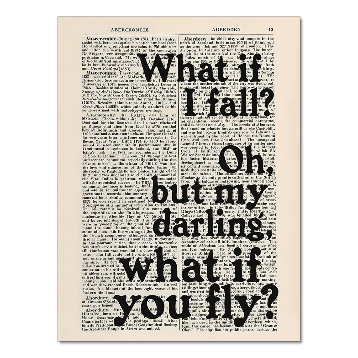 Black and White Newspaper Posters for Bedroom, What if I fall, Canvas Pictures for Bedroom Walls, Black and White Wall Art, Art Prints for Student Apartments, Pubs, Vintage General Stores Decoration