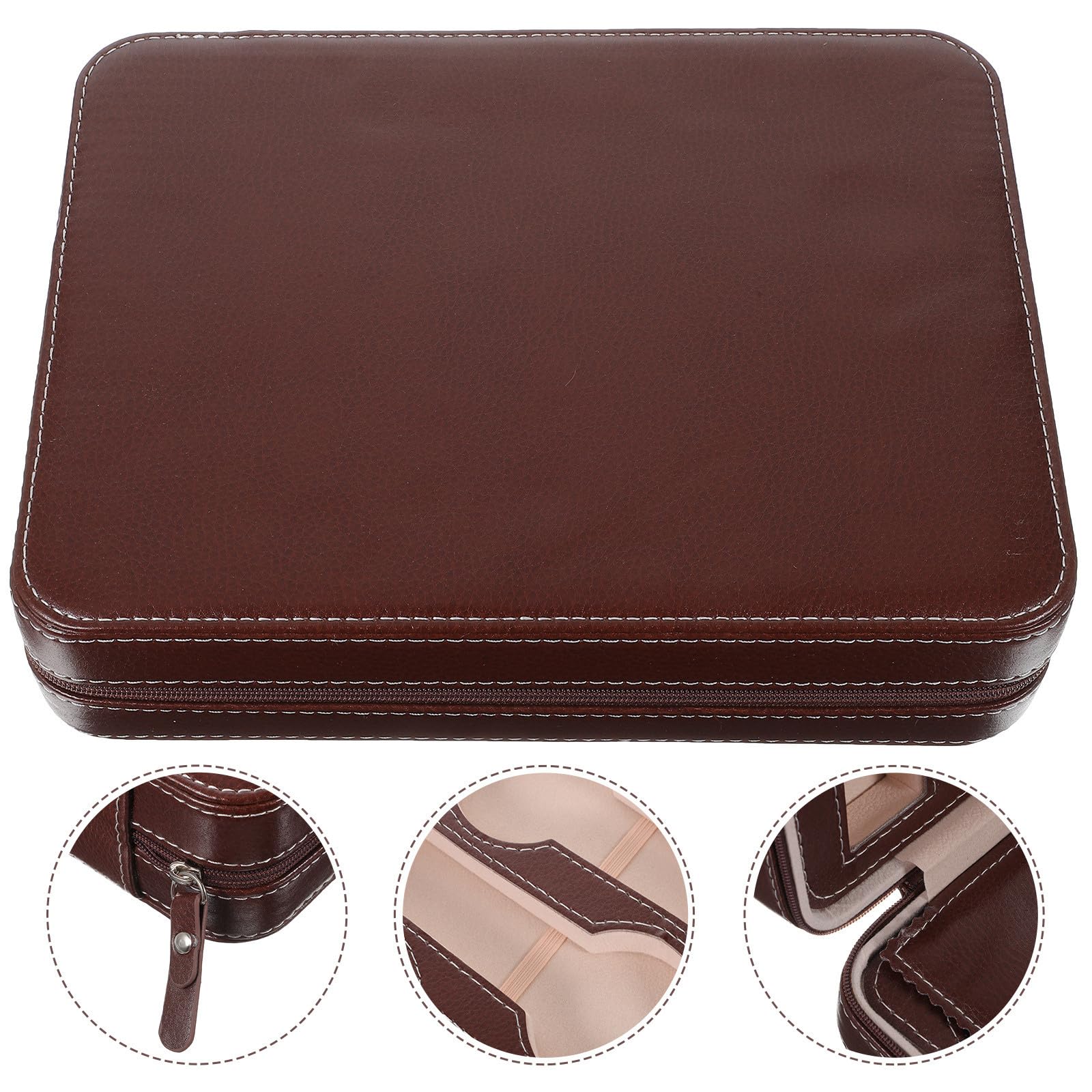 Bolsa de Almacenamiento para Relojes 8 Ranuras de Cuero y Tela, Diseño Delicado y Portátil, Adecuado Hogar Tienda