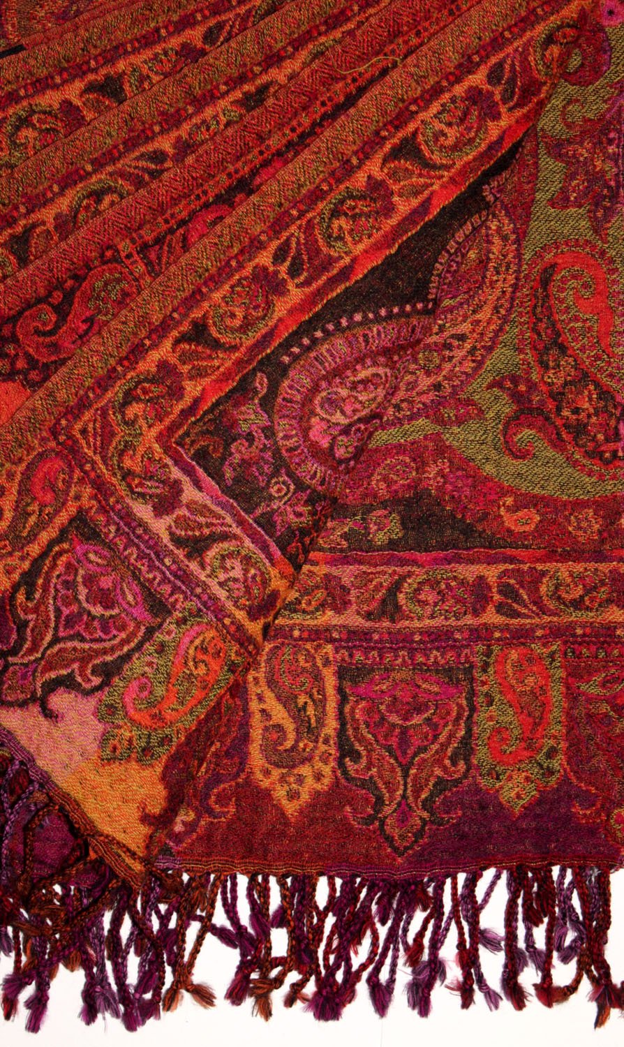 Lorenzo Cana Wolldecke aufwändig Jacquard gewebtes Paisley Muster flauschig weich Decke 100% Wolle Wohndecke Sofadecke Wohndecke Rot in exotischer Eleganz 96120