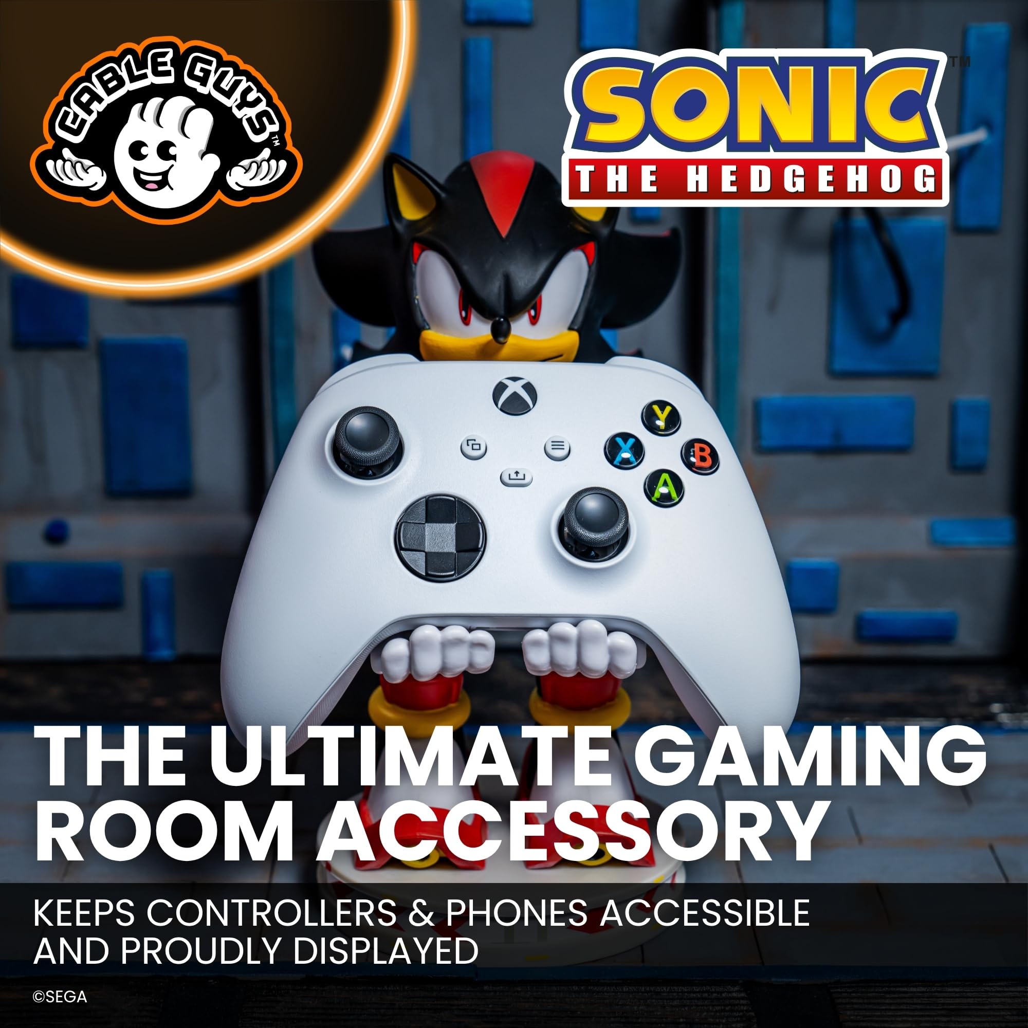 Cableguys Shadow Supporto Controller e Telefono - Porta Cellulare Compatibile con Xbox, PlayStation e la Maggior Parte dei Controller, Accessori Gaming per Scrivania e Postazione Gamer