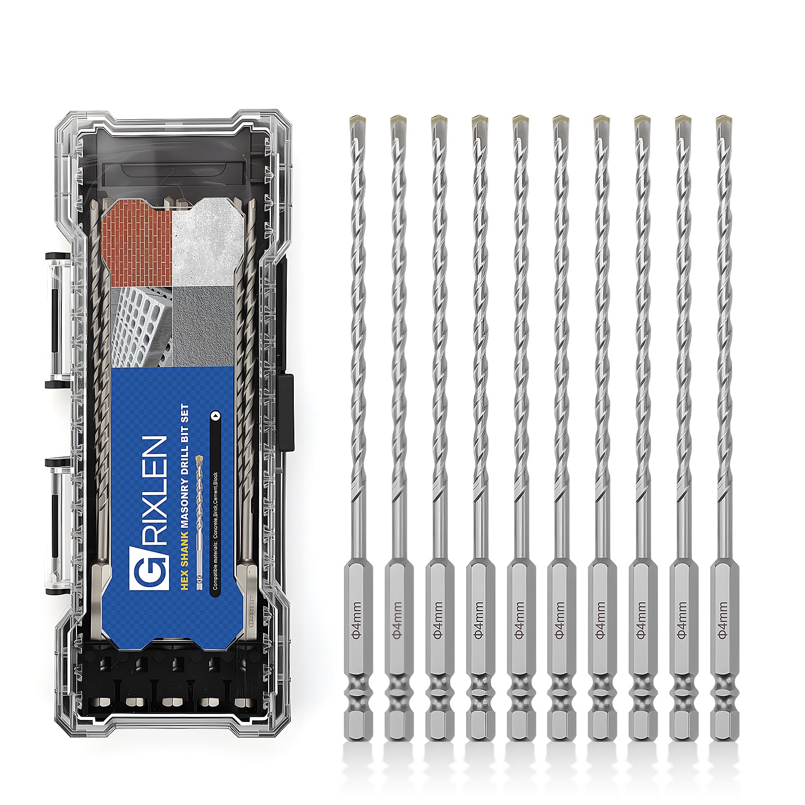 GRIXLEN Masonry Drill Bits - 3 Pack 4mm -30 GRIXLEN Masonry Drill Bits - 3 Pack 4mm -30