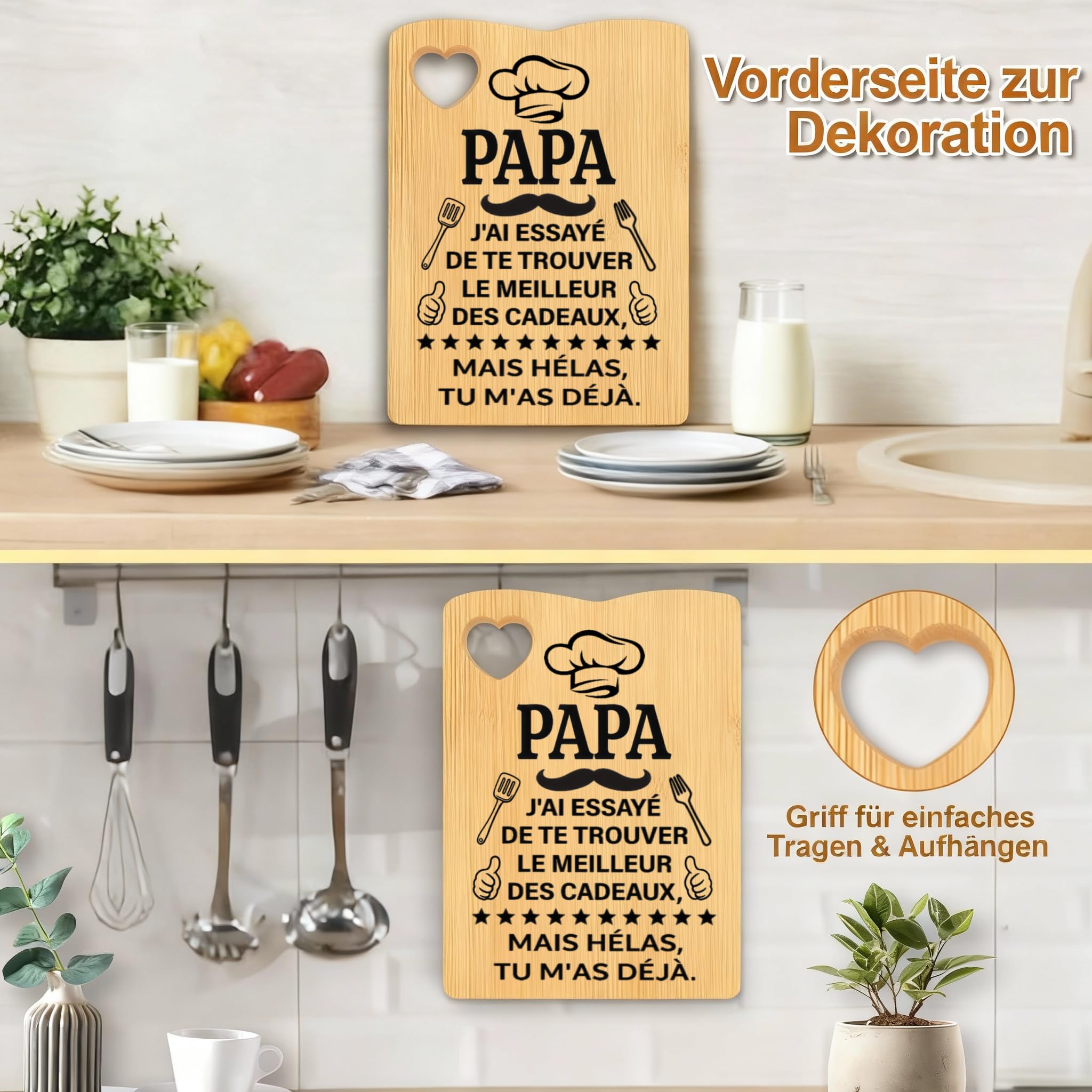 Cadeau Papa Planche à Découper en Bambou, Cadeaux Fête des Pères