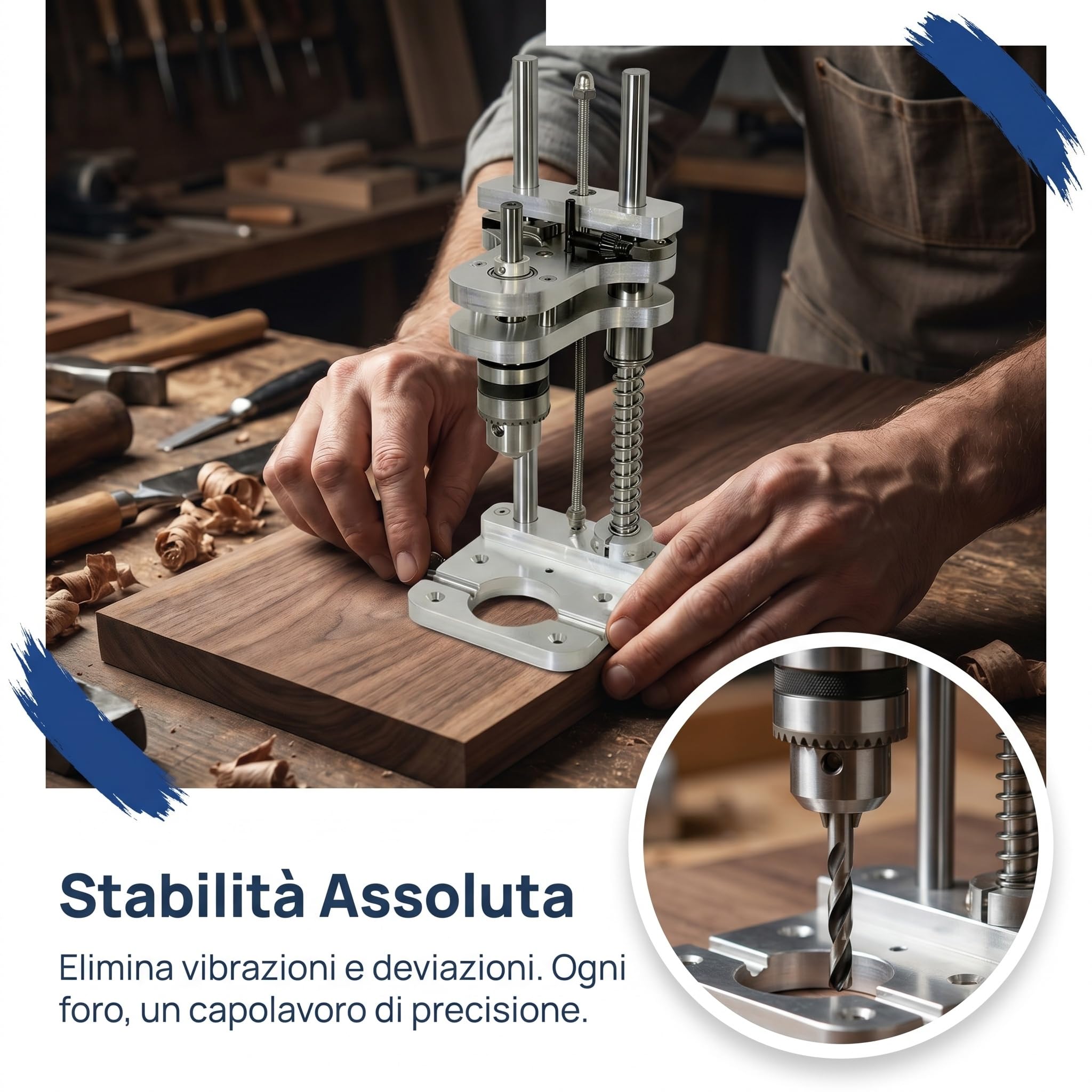 F Fityle Supporto Guida per Trapano Verticale, Dimensioni :10 X 10 X 25 Cm, Riduce Le Vibrazioni E Le Deviazioni Durante Le Operazioni, Per La Fabbricazione Di Mobili, Lavori, Posizionamento Di Fori