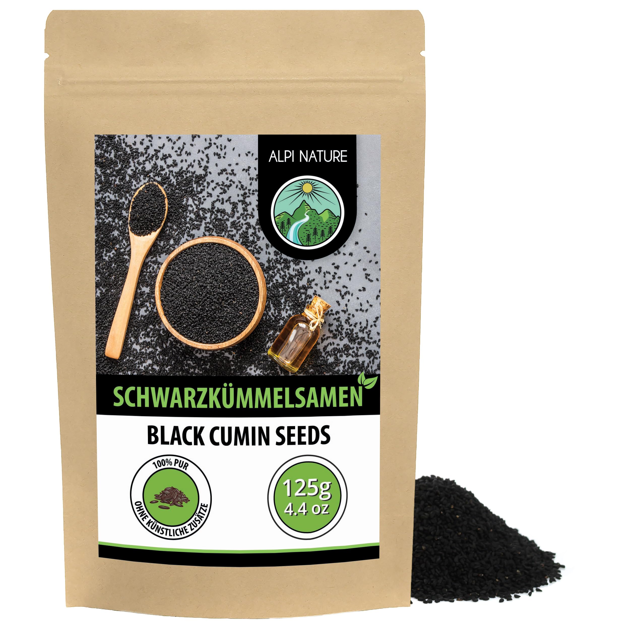 Alpi Nature Schwarzkümmelsamen ganz 125g, Schwarzkümmel Samen ganz, ganze Schwarzkümmelsamen