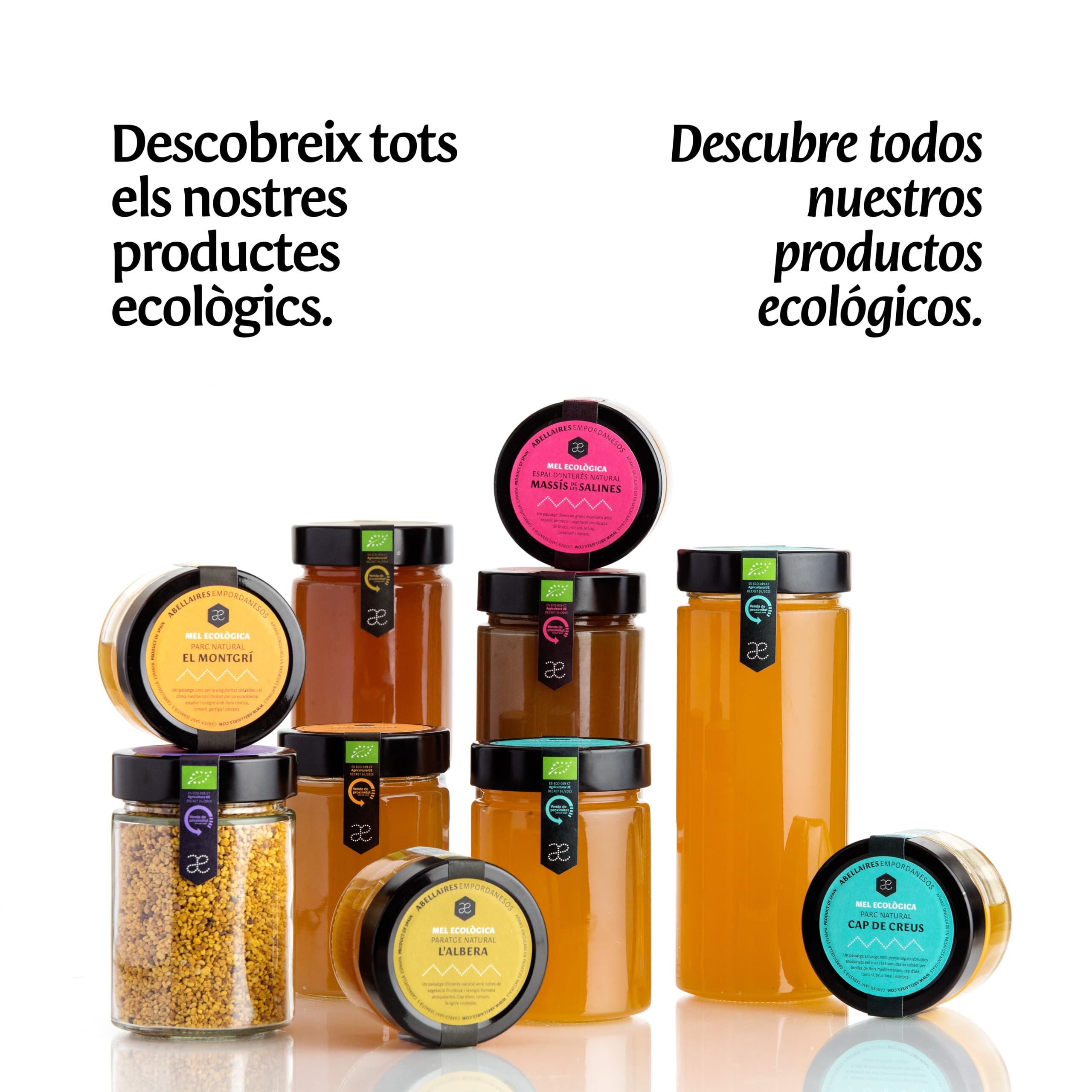 Miel cruda ecológica del Parque Natural del Cap de Creus |100% natural, artesana y sin pasteurizar. Origen Empordá, Cataluña, España. Miel directa del apicultor (tarro cristal 440 gr).