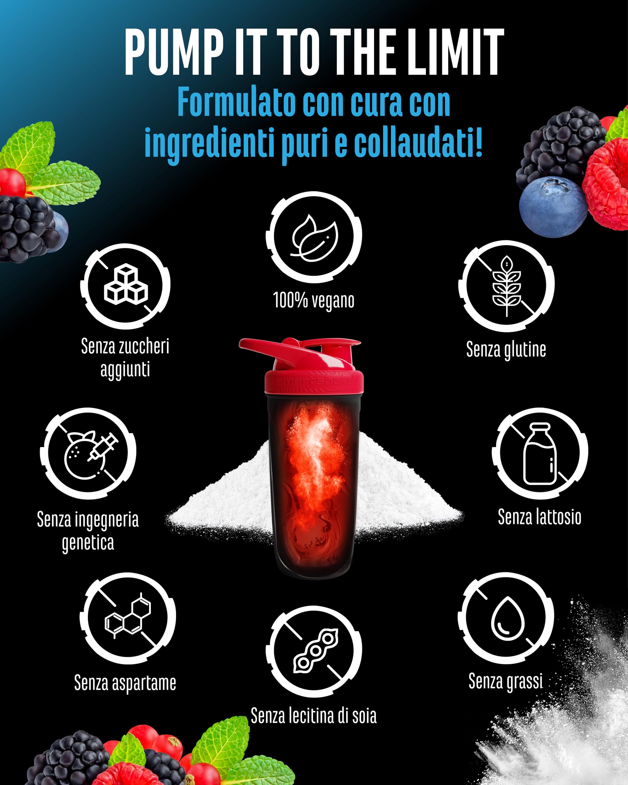 Pump it to the Limit - Pump Booster Senza Caffeina - Con OxyStorm®, Sabeet®, AstraGin®, Citrullina Malato e AAKG - Pre Workout Senza Stimolanti per il Massimo Pump - 450 g Wildberry