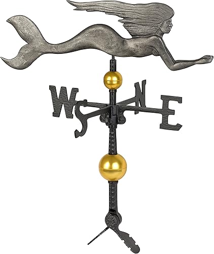 Montague Metal Products Veleta de sirena de lujo con acabado de hierro sueco, 32 pulgadas disponible en Yaxa Peru