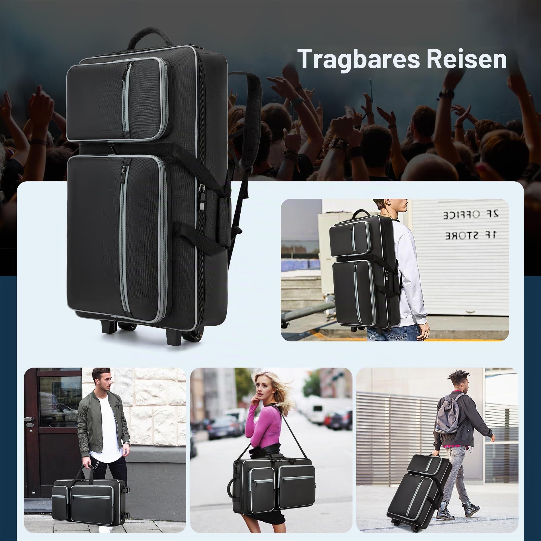 DJ-Tasche mit Rollen, kompatibel mit DDJ FLX10/1000/1000SRT/REV7/REV5/SCLIVE 4, DJ-Controller-Tasche für Pioneer DJ-Ausrüstung, DJ-Controller-Tasche mit Mehreren Taschen für DJ-Zubehör, weicher