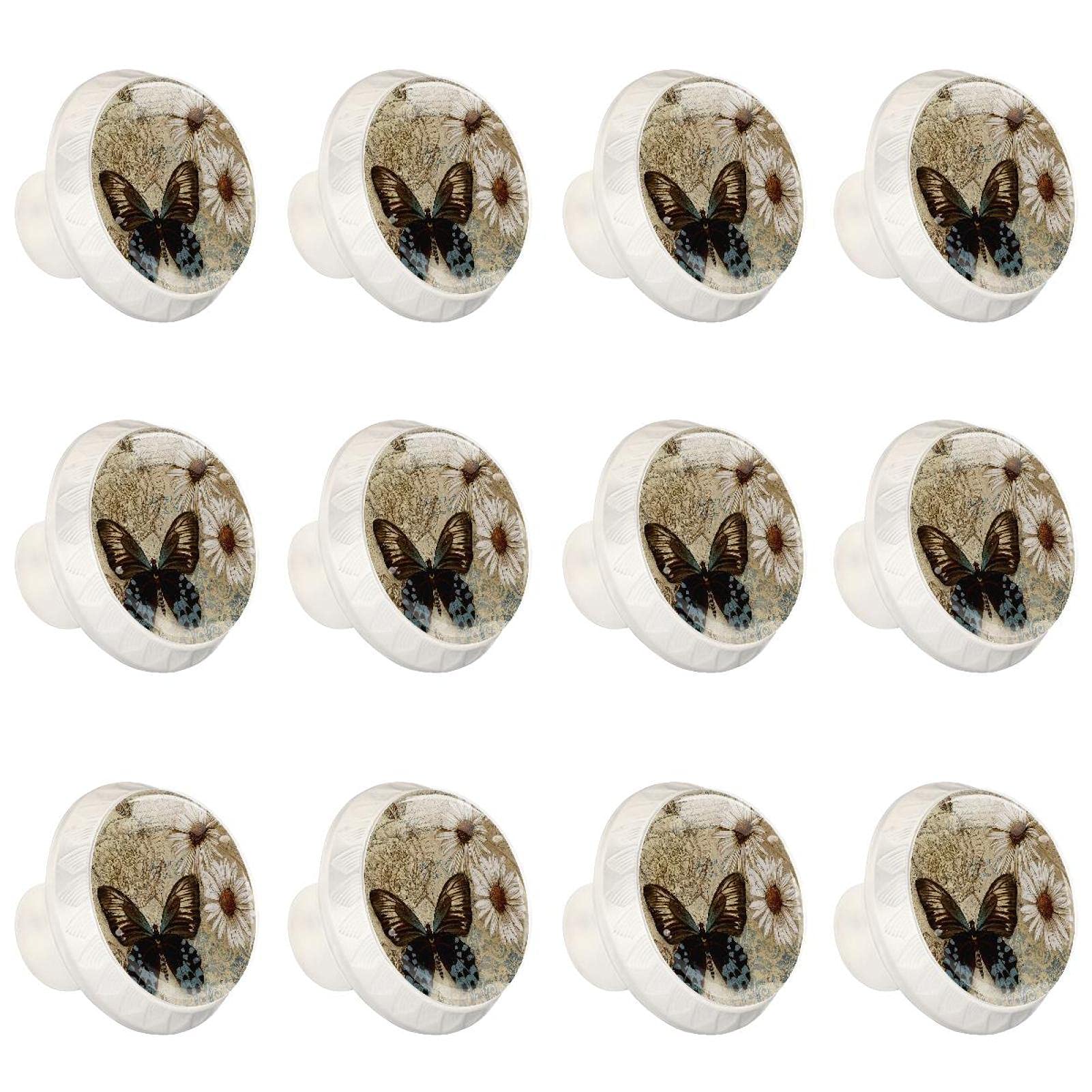 Boutons de placard vintage fleur et papillon pour relooker une commode de chambre