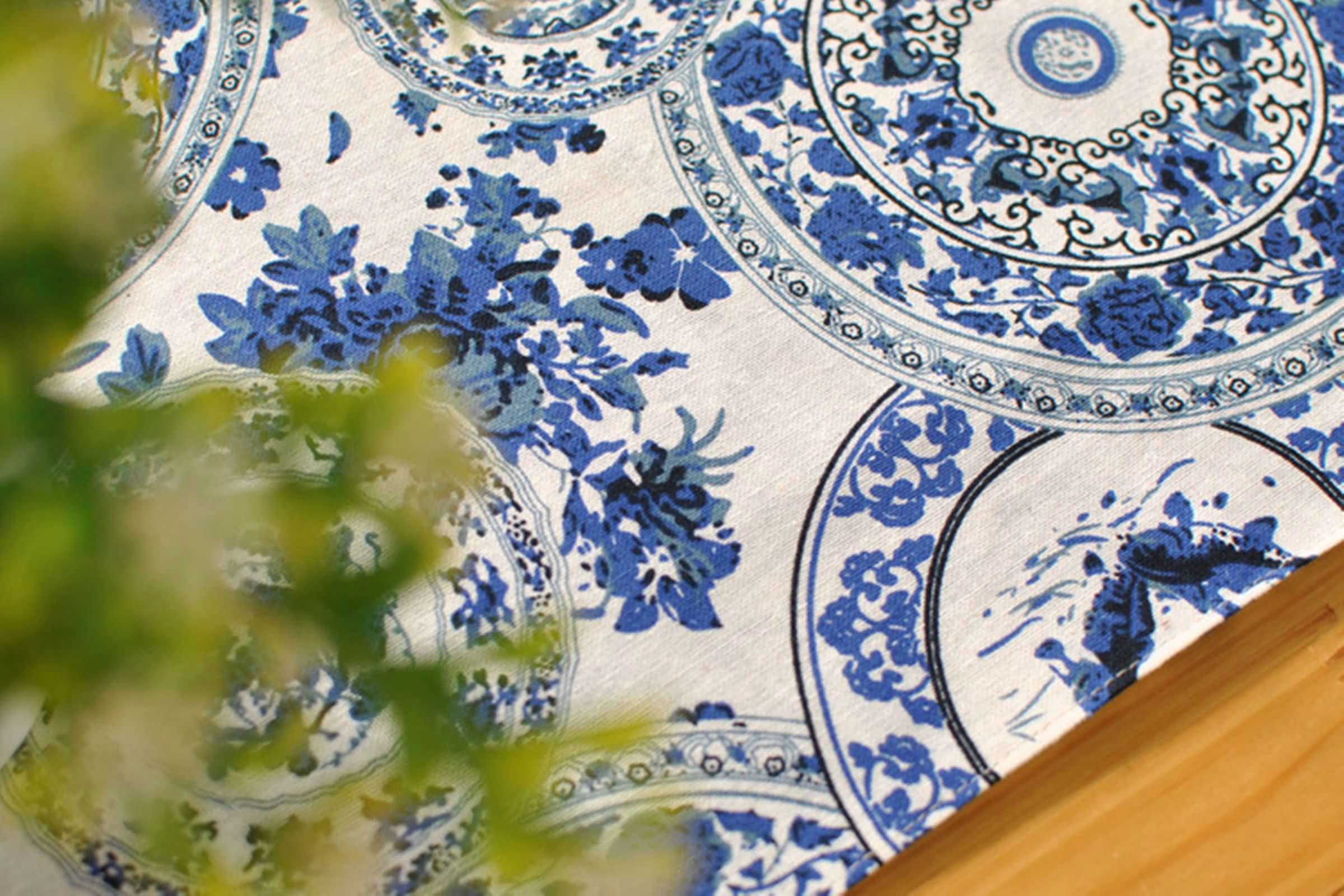 Runner Da Tavolo Floreale Con Nappe, Cotone E Lino, Verde Chiaro, 32x120 Cm, 1 Pezzo