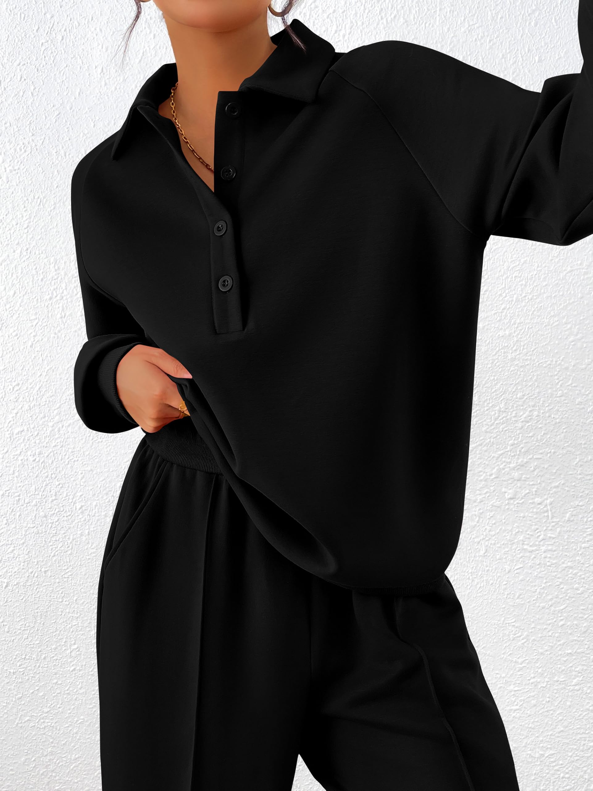 PRETTYGARDEN Damen Pc035 Sweatsuit mit Knöpfen