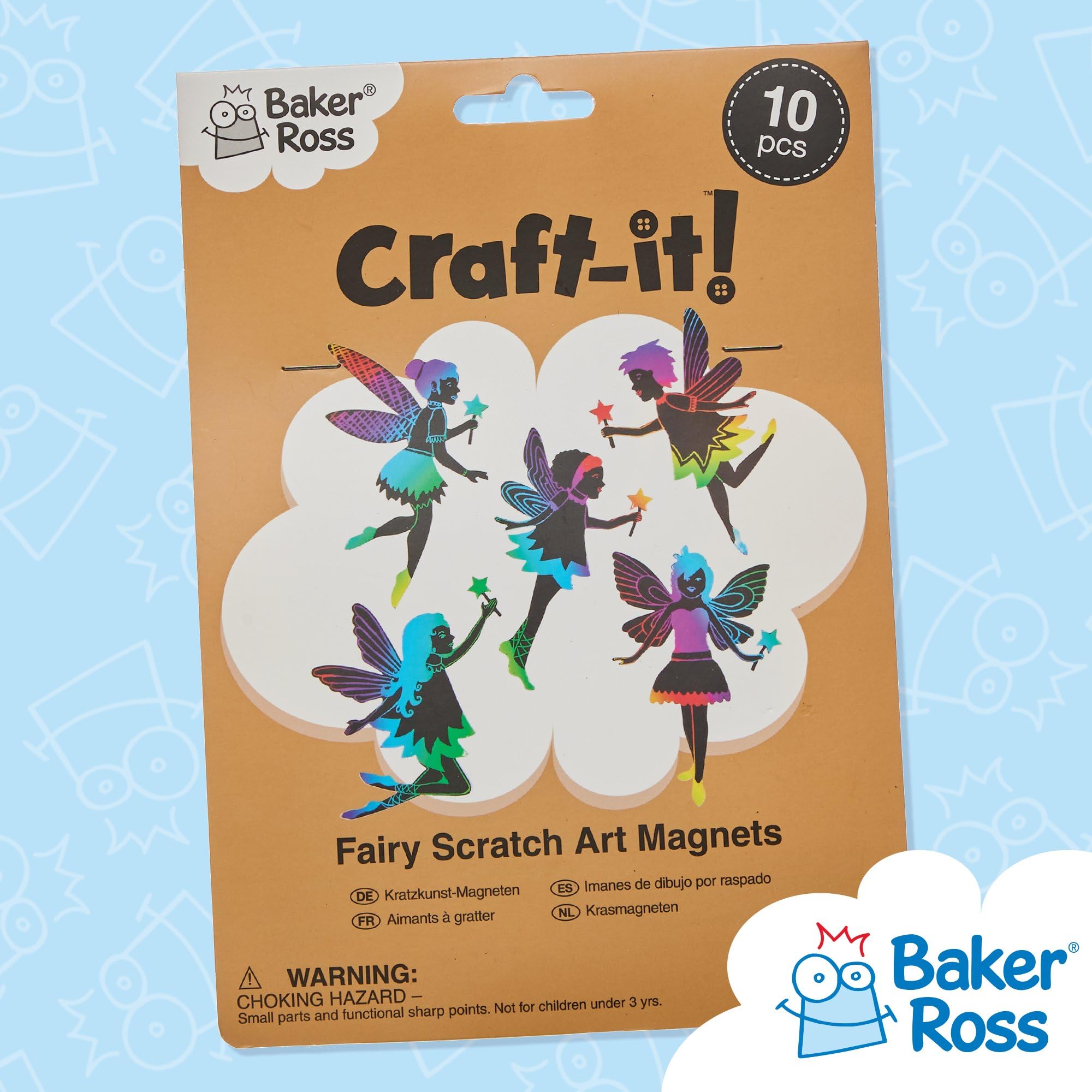 Baker Ross Fées aimantées à gratter Lot de 10 Loisirs créatifs enfants