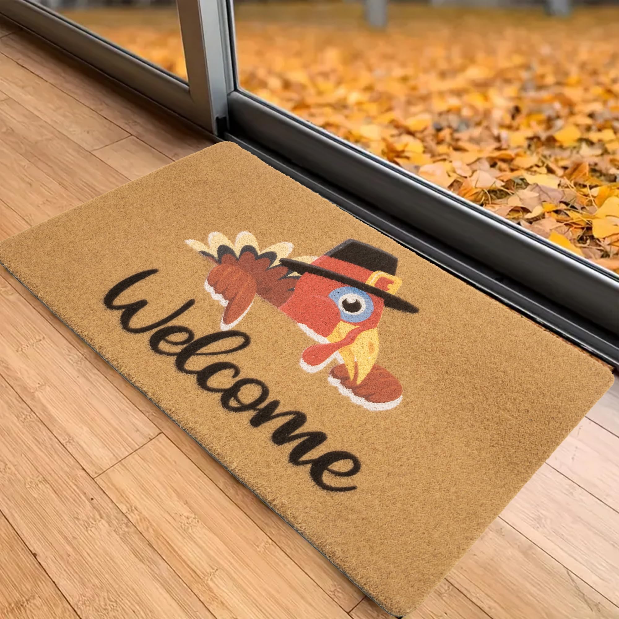 UTOWO Funny-Turkey Paillasson antidérapant en fausse fibre de coco Motif citrouilles 43,2 x 73,2 cm