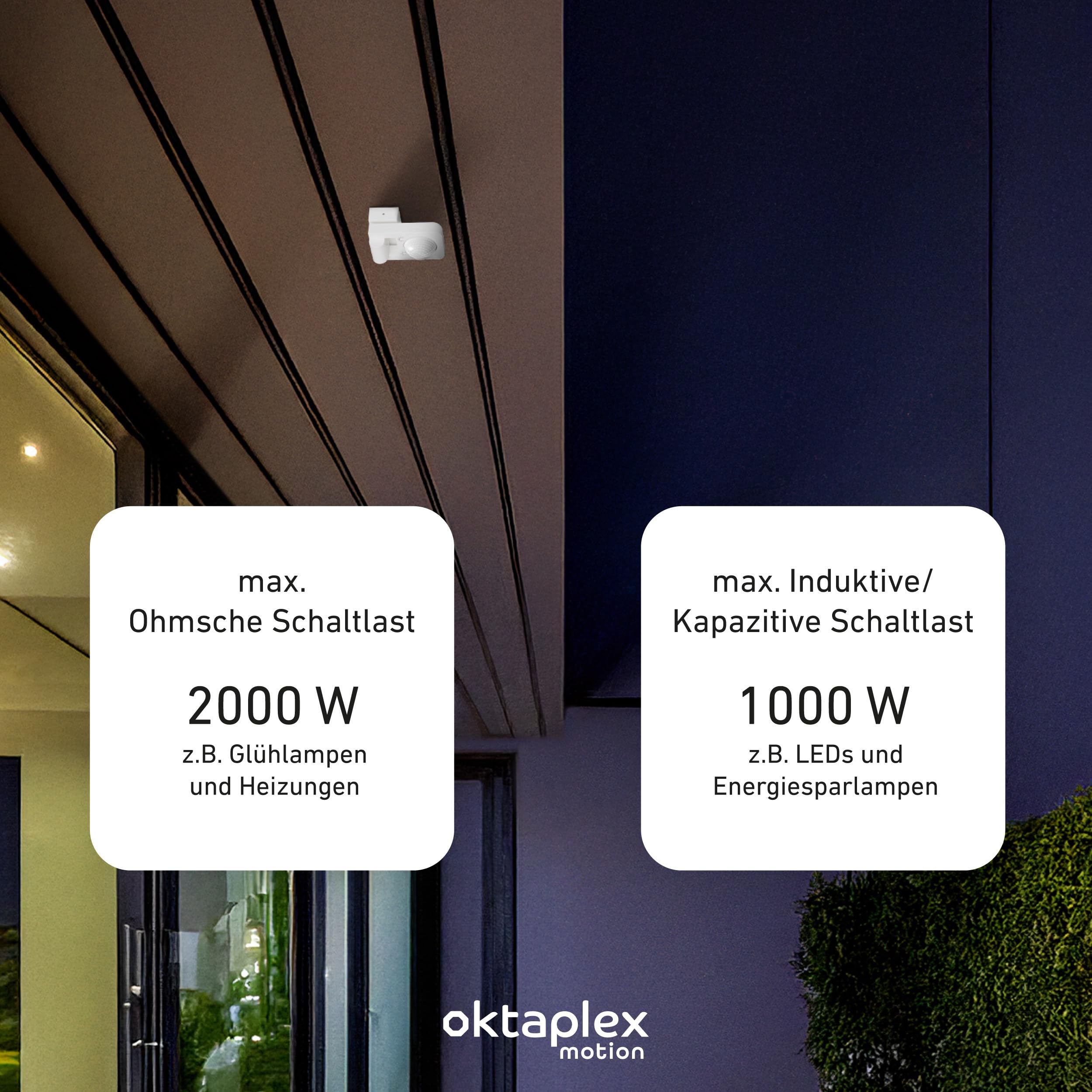 Oktaplex 2er Set Tea Bewegungsmelder schwenkbar Außen Weiss | 360 Grad 9m inkl. Fernbedienung Bewegungssensor IP65 230V Bewegungssensor