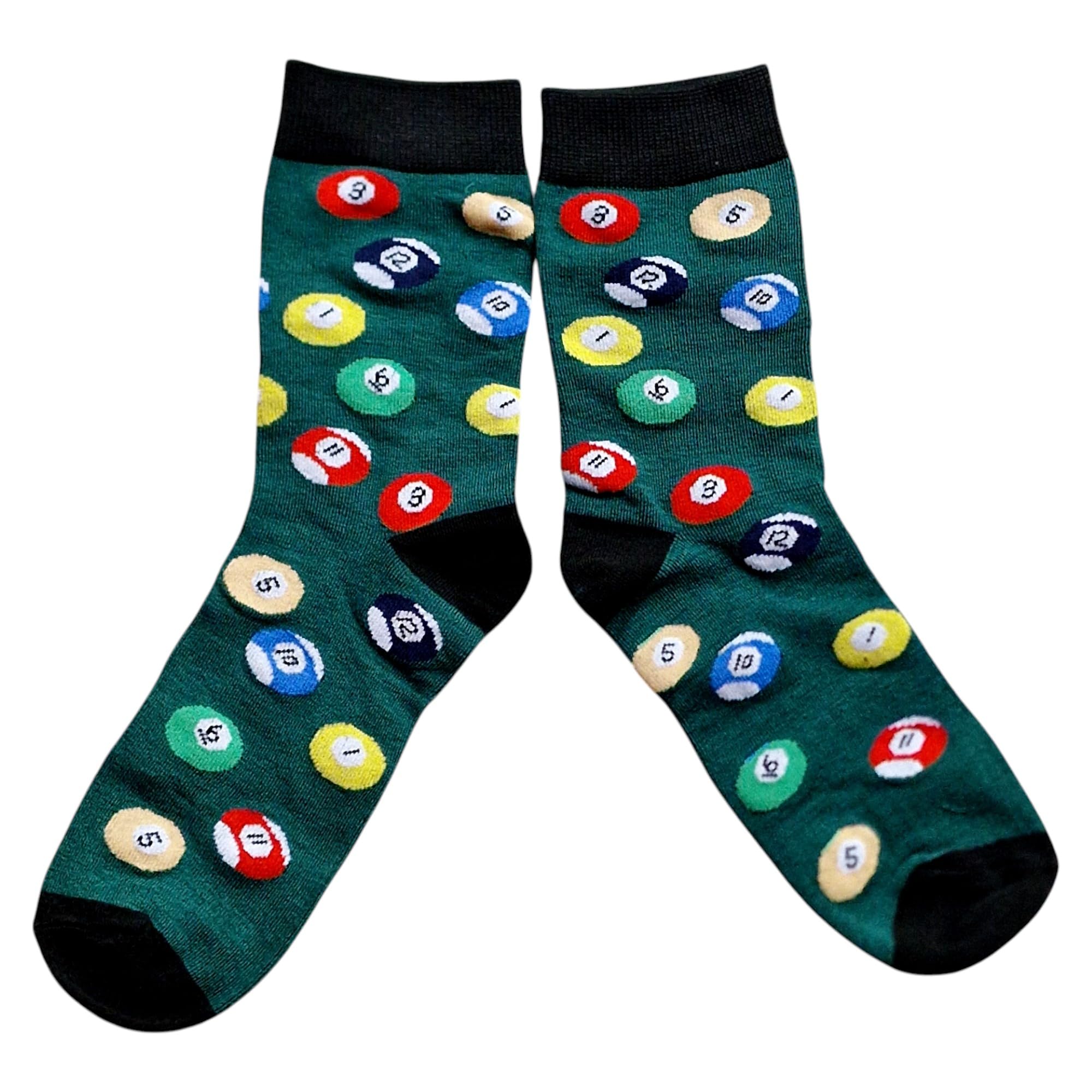 Sock Shack Women's Green Pool Billiards Balls On The Table Socks 4-8 Uk / 37-42 Eur / 6-10 Us