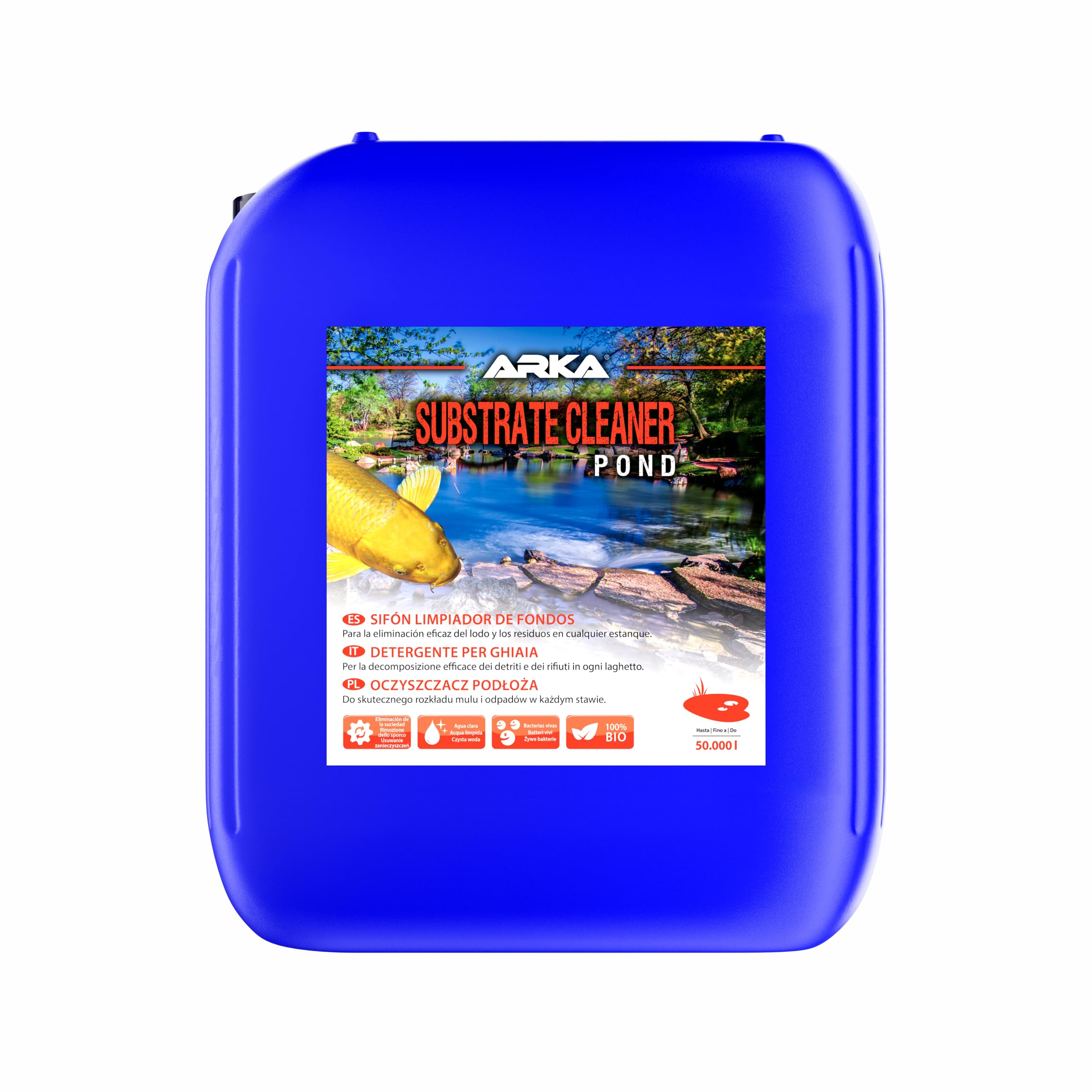 ARKA Pond Substrate Cleaner - 5 L - Fórmula bacteriana para Eliminar eficazmente el mantillo y la Suciedad de los estanques, favorece un ecosistema Sano.