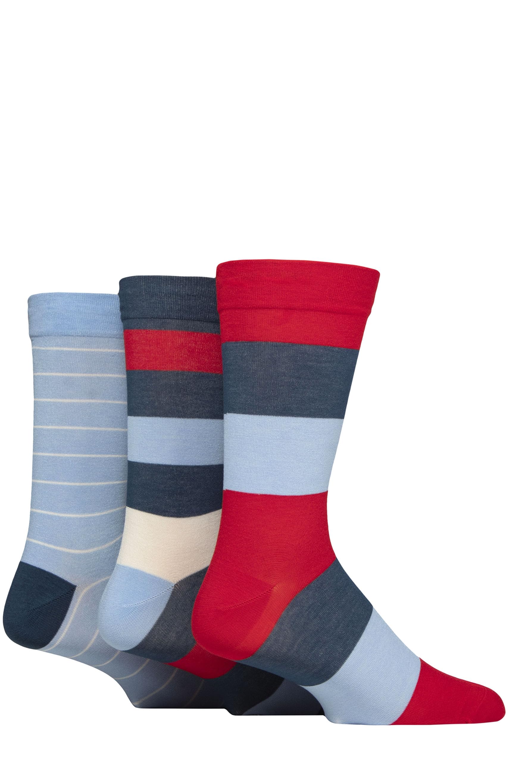 Sockshop Men's Nautical Comfort Cuff Socks -Striped And Plain Soft Breathable & Cooling Bamboo Material Multipack Of 3 Pairs (Uk, Numeric, 12, 14, Regular, Regular, )