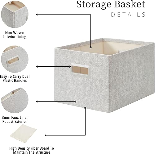 Miniatura 6 de DECOMOMO Contenedores de almacenamiento para estantes de tela robusta para estantes, almacenamiento de juguetes, ropa y libros (paquete de 3, color