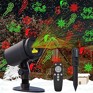 Laser Christmas Projector Lights Outdoor, Waterproof with Remote, Multiple Classic Christmas Patterns for Garden Outdoor, Indoor Home Party Christmas Décor Christmas Gift
