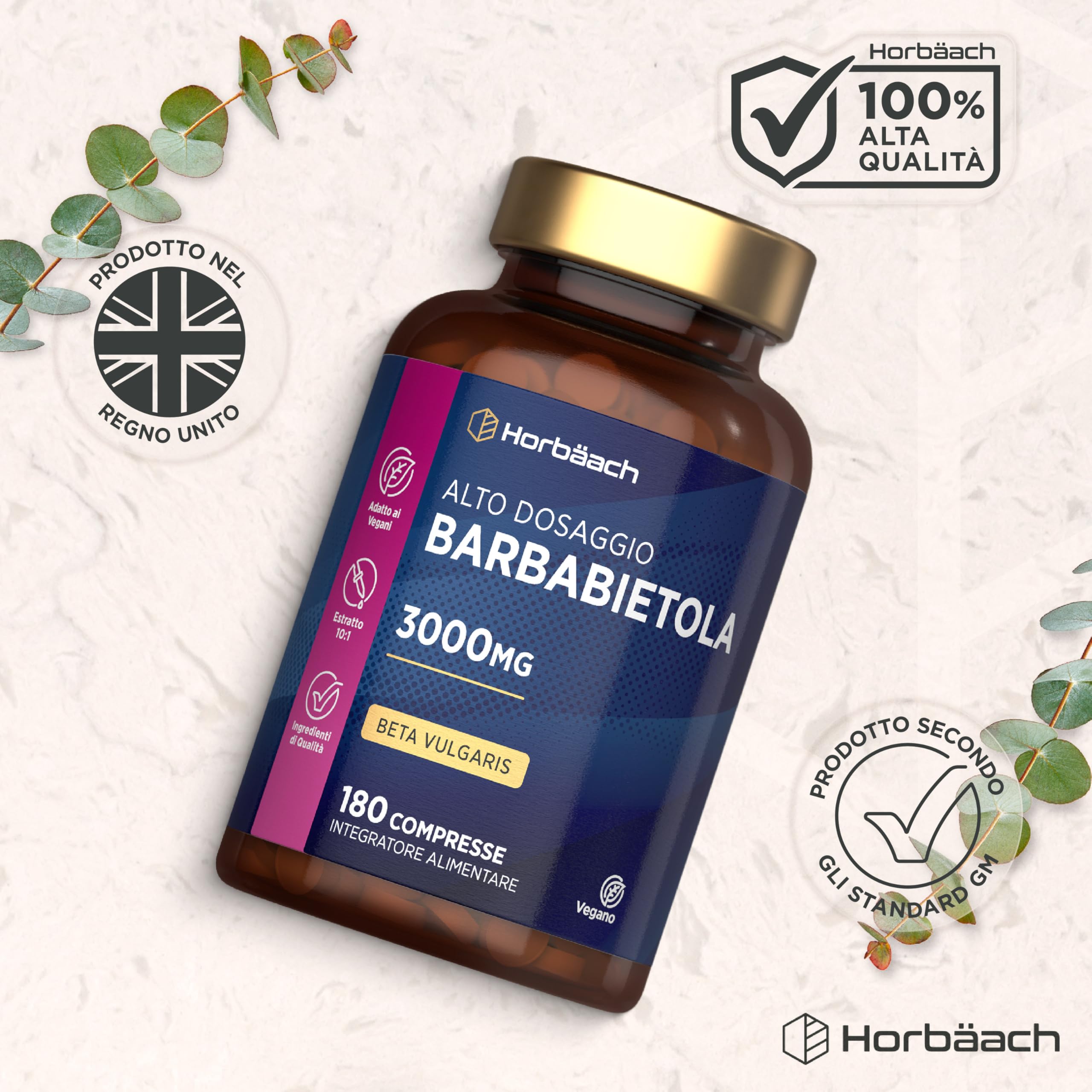Barbabietola Rossa Compresse 3000mg | Beetroot Supplement | Booster Superfood di Ossido Nitrico | 180 Compresse Vegane | Horbaach