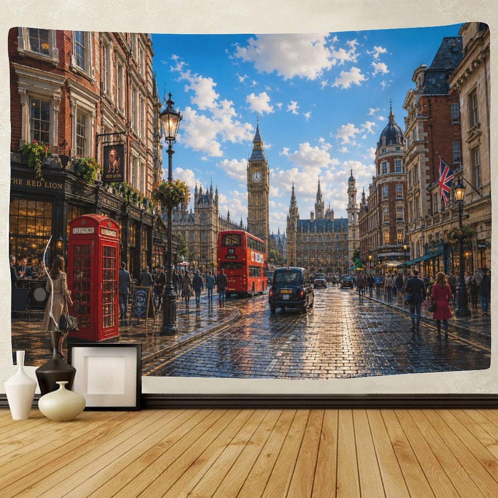 GPMNBCXZK London Big Ben Street View Wall Art Decor 3D Print Tapestry for Bedroom Tapestries Poster Curtain Bedroom College Dorm 100cmx150cm