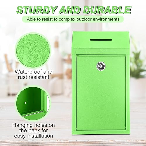 Miniatura 3 de Caja de donación de metal para recolección de caja de sugerencias segura con candado para buzón montado en la pared, contenedor de boleta de entrega