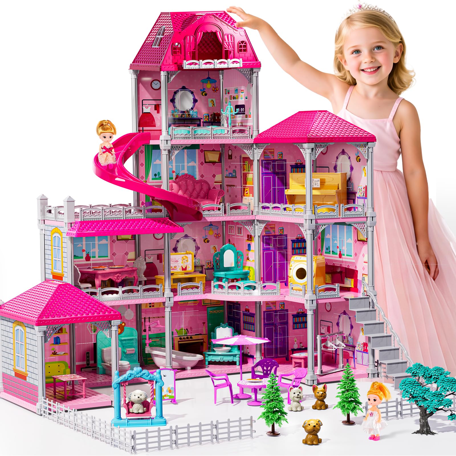 Amazon.com: JUKUDAHU Villa Playset for Girls Ages 3-7, 4-Storey