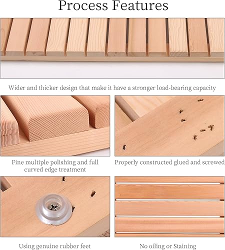 Miniatura 4 de bingaai Tapete de ducha de madera de cedro, tapete de baño de madera de cedro, tapete de baño de madera de 31.5 x 23.6 pulgadas, tapete