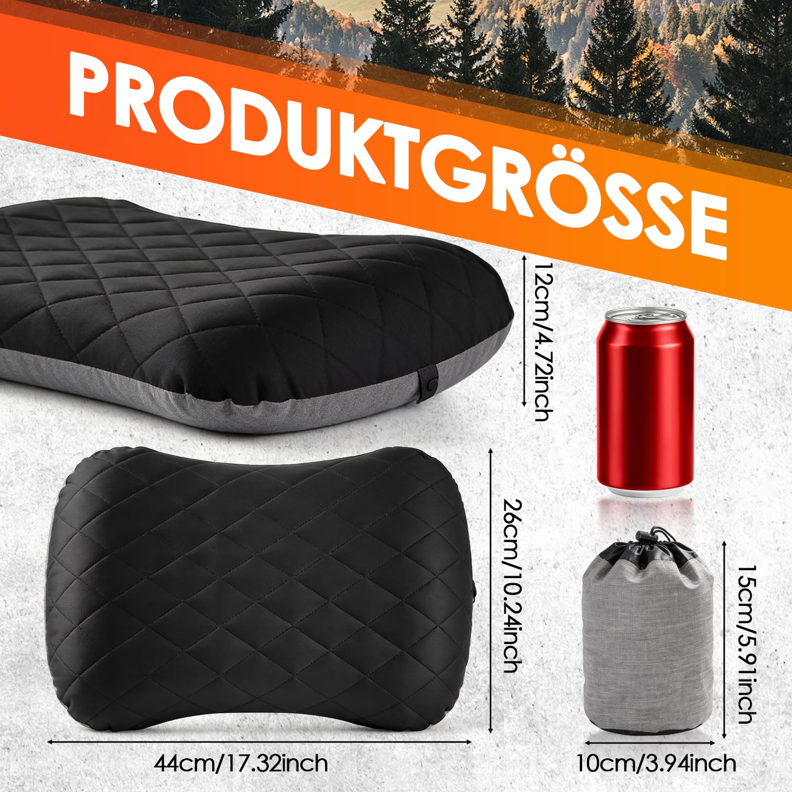 Aufblasbares Nackenkissen mit Schaumstoff für Reise und Camping